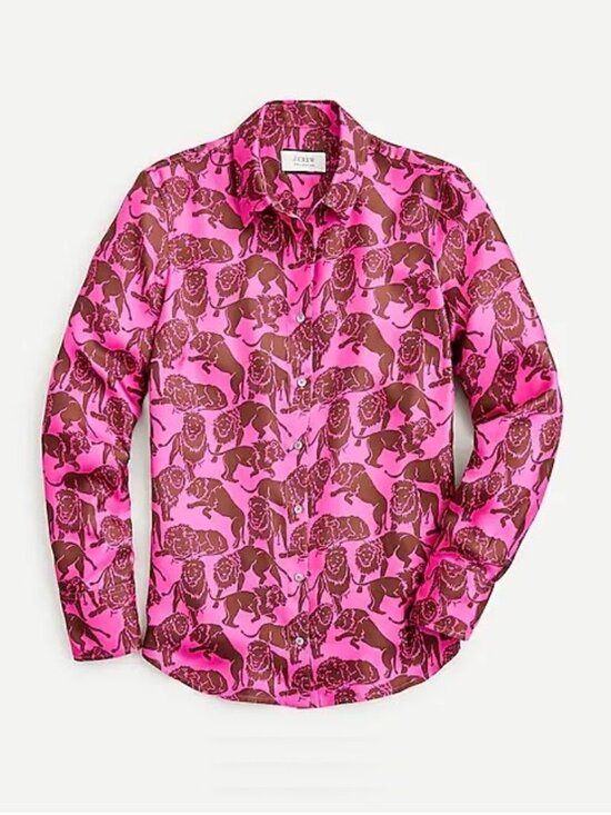 J. Crew Tops - J. Crew Collection Silk Shirt Sleepy Lions
